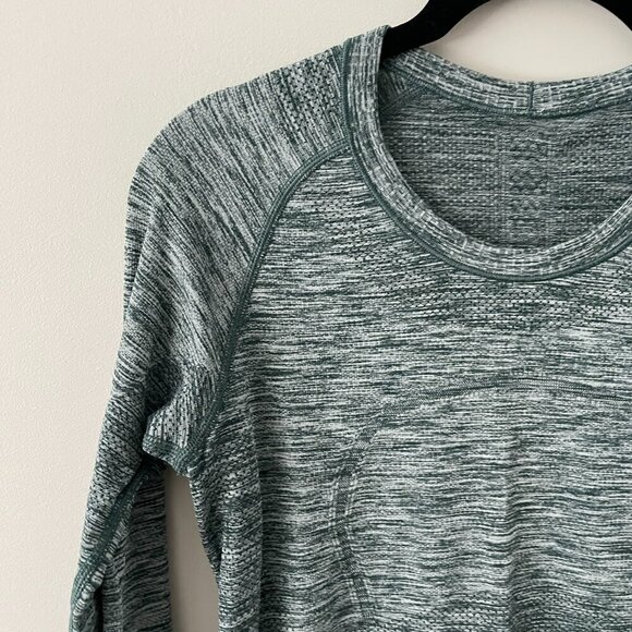 Lululemon Run: Swiftly Tech Long Sleeve Crew Neck Activewear T-Shirt Green 6 - Picture 4 of 7